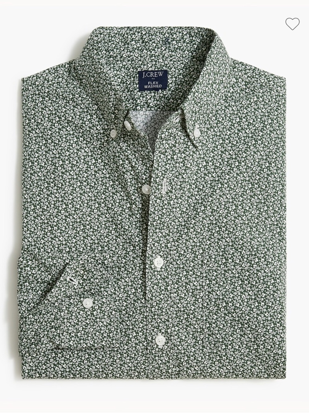 J. Crew Green and White Mini Floral Button-Down Shirt